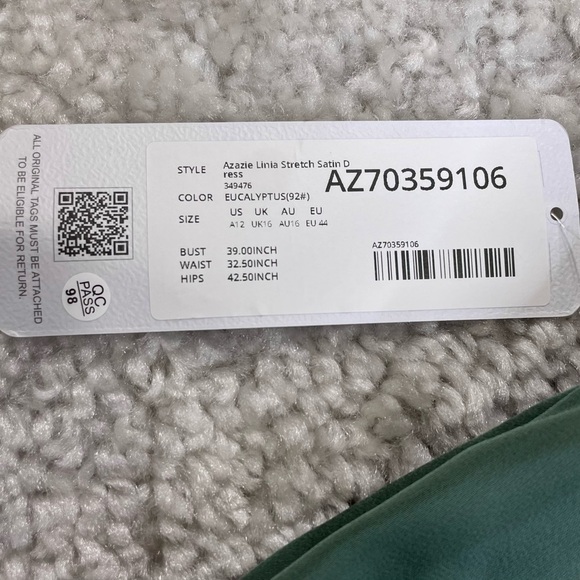 NWT AZAZIE LINIA Eucalyptus Green Mermaid Pleated Stretch Satin Dress Sz A12 - Picture 4 of 14